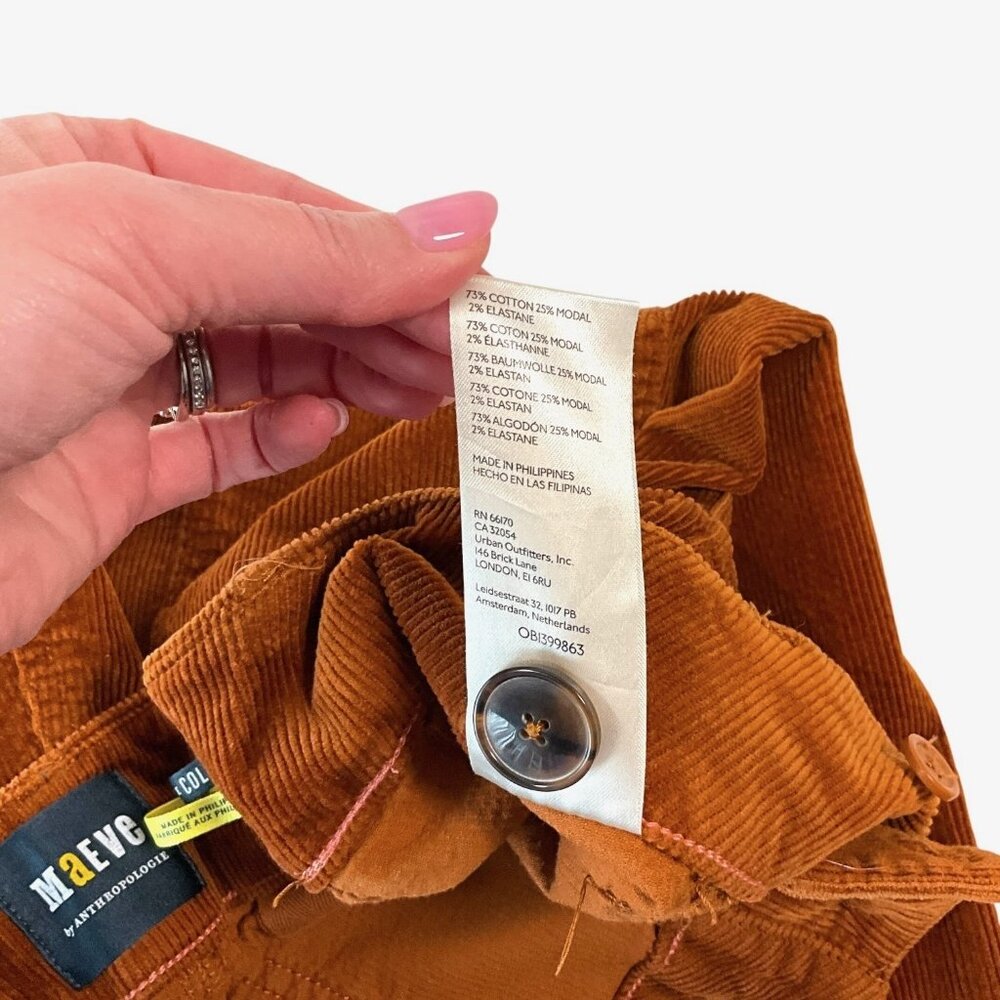 Maeve The Colette Corduroy Pants Womens 29P Orange Cropped Wide Leg Petite - Picture 7 of 10